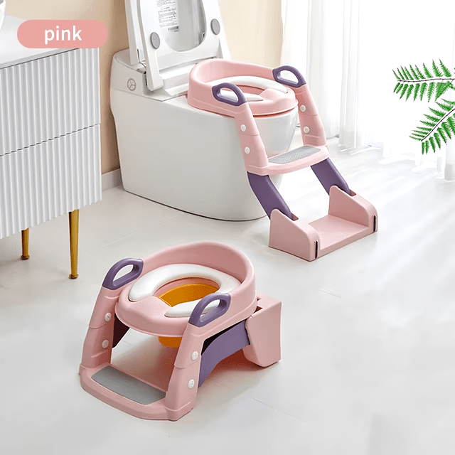 Foldable child seat for easy toilet use 