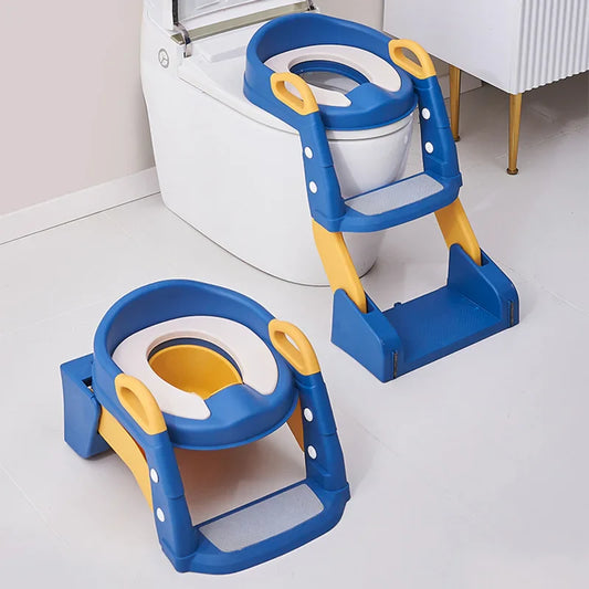 Foldable child seat for easy toilet use 