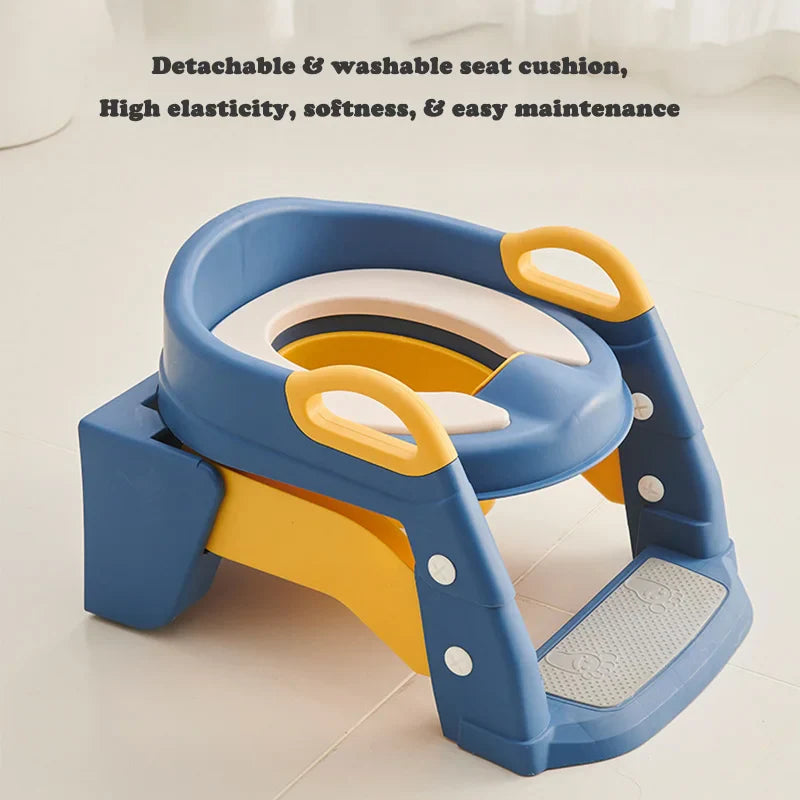 Foldable child seat for easy toilet use 